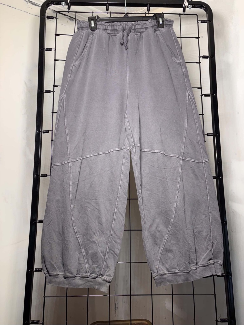 aerie Gray Relaxed Seam-Panel Track Joggers